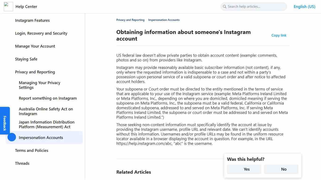 Obtaining information about someone's Instagram account | Instagram Help Center